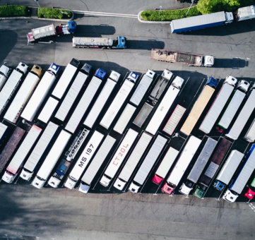 aerial photography of freight truck lot